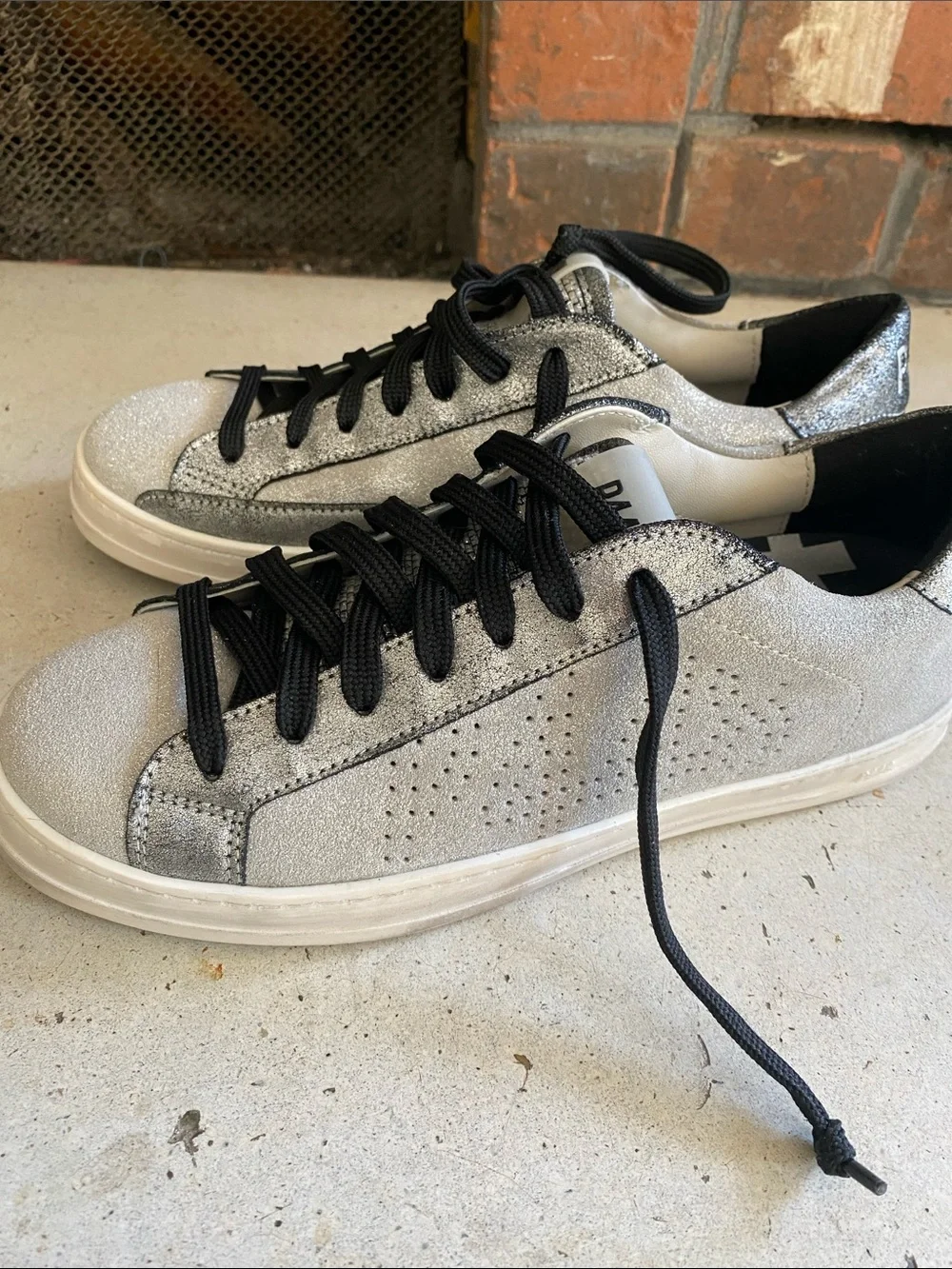P448 Silver Low-Top Sneakers with Black Laces